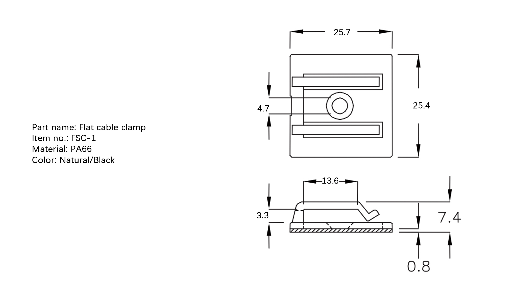 Plastic Flat Cable Clamp FSC-1